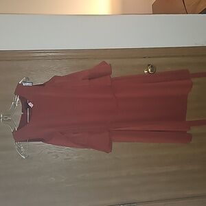 Ann Taylor Red Dress with Cutout Shoulders